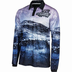 Polo de manga larga para exteriores para hombre, camisetas deportivas informales transpirables de secado rápido por sublimación - Product Image 1