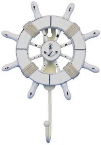 Calvin Handicraft White Decorative Ship <b>Wheel</b> with Anchor with Hook 6 Inch - <b>Wooden</b> Ship <b>Wheel</b> for Gift CHSW002 - Product Image 4