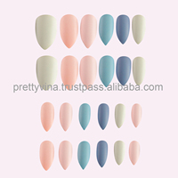 HELIOS 24 pièces, plusieurs couleurs, ABS, forme amande, super stiletto, ongles à presser couvrants, colle japonaise, ODM OEM, personnalisables