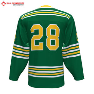 เสื้อฮอกกี้น้ำแข็งสีเขียวแบบสั่งทำเสื้อเจอร์ซีย์พิมพ์ลายด้วยความร้อนชุดฝึกทีมโลโก้ตามสั่ง - Product Image 4