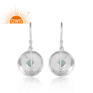 Boucles d'oreilles pendantes en argent sterling oxydé faites à la main, grossiste en pierres précieuses de calcédoine bleue, fabricant de boucles d'oreilles DWS JEWELLERY - Product Image 3
