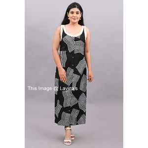Indian Handblock Print Long Kurtis 100% Cotton Designer Floor-Length Cierre de botón frontal para ropa de fiesta Tops formales para mujeres - Product Image 1