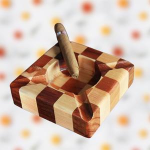 Tradnary-Cenicero de madera segmentado con diseño de tablero de ajedrez, soporte para cigarros con 4 ranuras para decoración de hogar, oficina, Bar y restaurante - Product Image 4