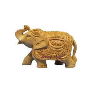 Merveilleux éléphant en bois indien de 3 pouces sculptant un souvenir en bois fabriqué à la main pour la décoration intérieure, les cadeaux et les objets de collection - Product Image 1