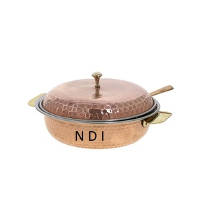 Vaso da portata in rame puro con coperchio Decor piatti da portata in rame per tavolo da pranzo contenitore per alimenti contenitore da portata con manici in ottone - Product Image 4