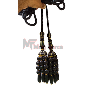 Gland mylar perlé en bois doré fait à la main de haute qualité avec cordon de 3 mètres - Product Image 6