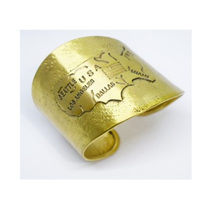 Pulsera de brazalete de cobre con acabado de alta calidad y cuero genuino para mujer, Colección Festival de Oro de Maine 2025, Pulsera de peso - Product Image 3