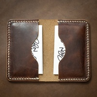 Porte-cartes de visite personnalisé en cuir véritable imperméable multicolore, portefeuille pour homme, couverture courte, design minimaliste PVR-0002