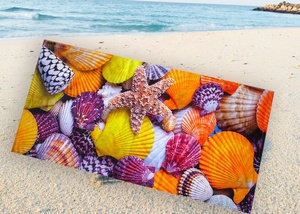 छोटा MOQ थोक नरम 100% कपास अनुकूलित पूर्ण रंग फोटो डिजाइन डिजिटल प्रतिक्रियाशील मुद्रित समुद्र तट शैली स्नान तौलिया - Product Image 2