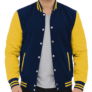 Veste de baseball Varsity personnalisée OEM pour homme, bleu et blanc, corps en laine, manches en cuir, style Letterman pour lycée - Product Image 5