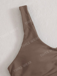 Bikini de marca privada con logotipo personalizado, traje de baño ecológico de tela con cable en V, nuevo diseño - Product Image 4