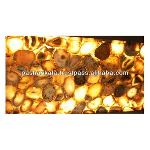 De piedras preciosas de ágata de vuelta-lit de mesa de comedor superior - Product Image 1