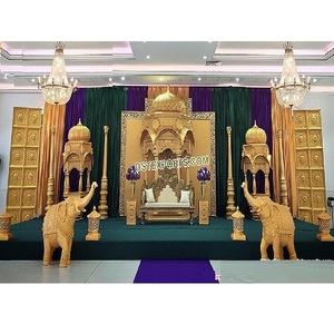 Decoración de Boda Estilo Mughal Majestuoso, Decoración de Escenario de Boda con Temática India, Decoración de Sofá de Alta Calidad Estilo París, Decoraciones Nuevas del Reino Unido - Product Image 1