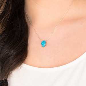 Collier artisanal en argent sterling 92,5 de haute qualité, pierre précieuse naturelle brute non traitée, chaîne à maillons, 14 pouces de long, cadeau en gros - Product Image 2