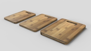 Bloque de cortar de bambú rectangular de 300x200MM con tabla de cortar ecológica de diseño de transición - Product Image 4