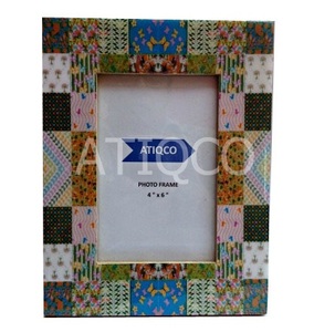 Atiqco Exquisite Multicolored Wooden <b>Photo</b> <b>Frames</b> Model 787422 Perfect Blend <b>Rustic</b> Charm Unique Geometrical Designs Tabletop - Product Image 4