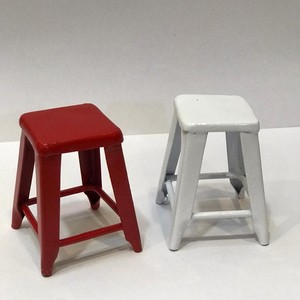 1/12 Scale Miniature Metal Bar Stool Red and White High Quality Stool