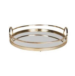 Vente directe d'usine Dessert plateau de service forme ronde couleur or miroir en métal plateau de service pour la maison hôtel - Product Image 3