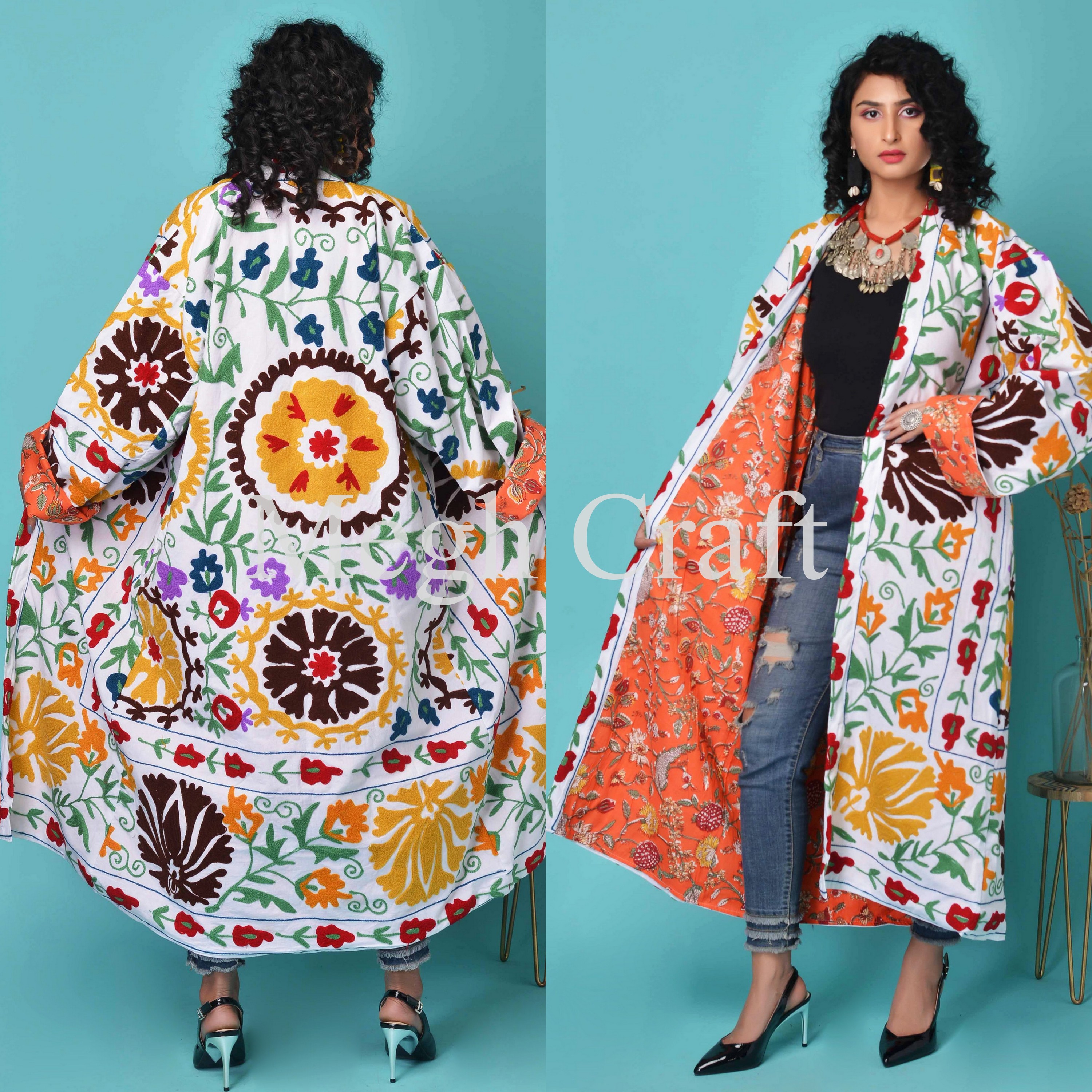 スザニロングコート-スザニ刺Embroidery着物-ウズベクスザニコート 