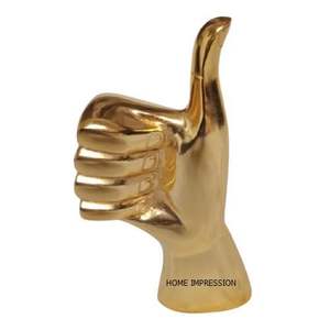 Aluminio fundido chapado en oro pulgar hacia arriba gesto mano signo diseño indio hecho a mano Metal escultura decorativa para decoración del hogar - Product Image 1