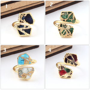 OEM เครื่องประดับหรูหราแฟชั่น Mohave ทองแดงสีฟ้าแหวนสีฟ้าสีฟ้าชุบทองปรับแหวนแฮนด์เมดแฟนซีรูปร่างแหวน - Product Image 3