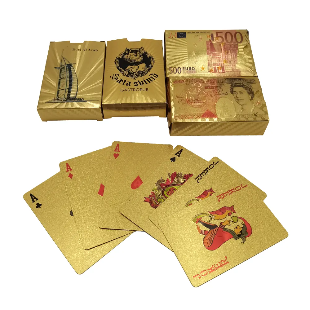 Custom Creative Waterproof Poker Plastic Gold PVC Playing Cards Game Plastic Playing Cards
