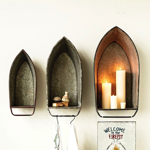 Iron Boat Shape Handmade <b>Wall</b> Mounted Shelves & <b>Candle</b> <b>Holder</b> for Home and Party Decoration - Product Image 1