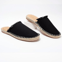 Espadrilles en toile personnalisées à rayures, couleur noire et violette, pour femmes, nouveau modèle