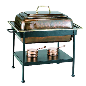 Chauffe-plats martelé en cuivre avec support en fer chauffe-plats en forme de rectangle fait à la main à bas prix - Product Image 1