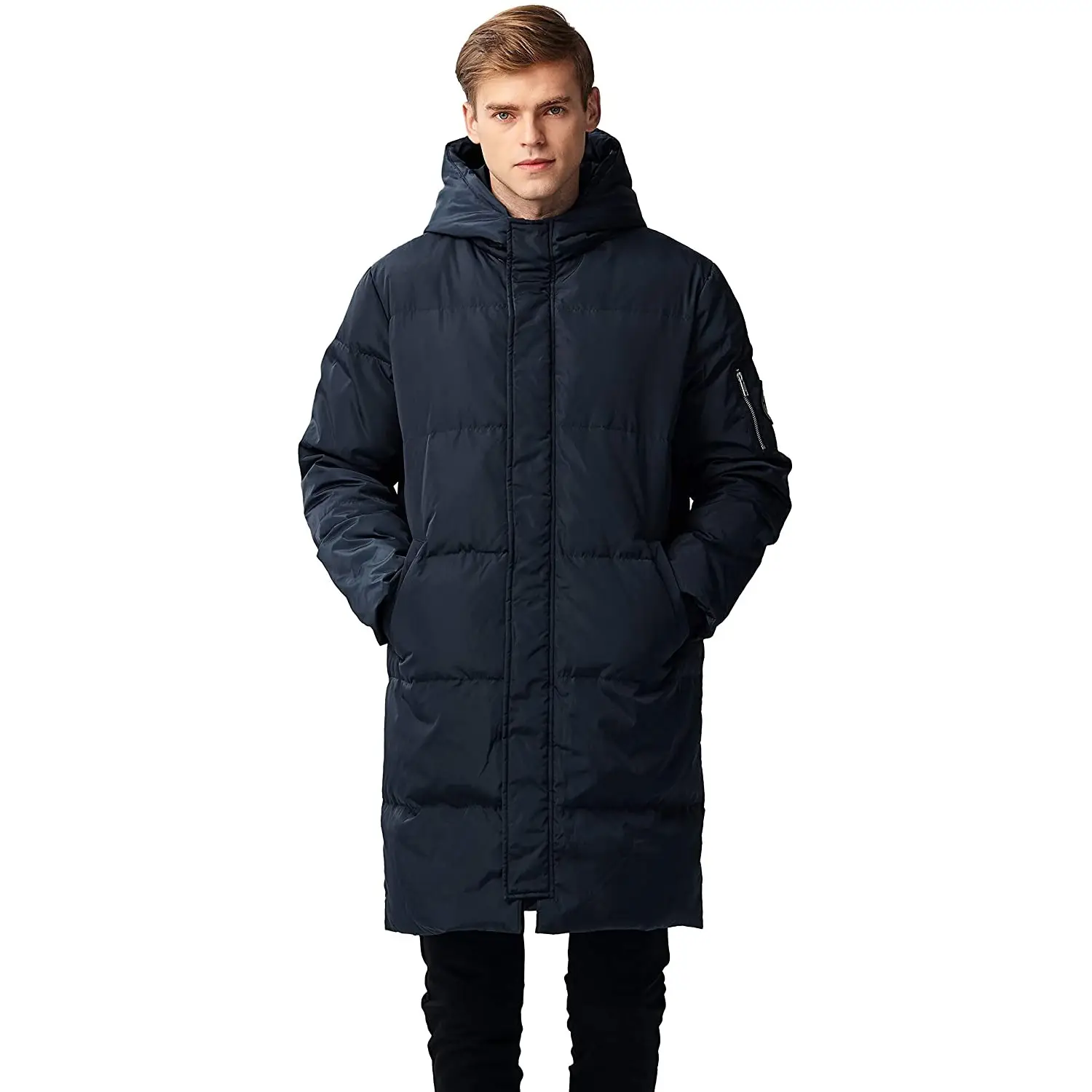 Jaqueta longa masculina de inverno de 2021, casaco de algodão acolchoado, quente e à prova de vento, casaco de menino