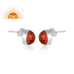 Boucles d'oreilles en argent sterling 925 avec pierre précieuse en corail naturel pour femme, cadeau pour elle, pour toute occasion - Product Image 2