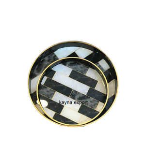 Bandeja de madera para servir con diseño impreso, esmalte, acabado brillante, bandeja decorativa para servir té para restaurante y hotel - Product Image 1