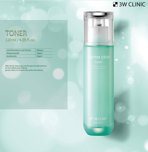 Korea Cosmetic 3W CLINIC DERMA CICA TONER Vitalité rafraîchissante K-Beauty avec ingrédient à l'acide hyaluronique - Product Image 2