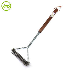 BARBECUE Triangle Brosse De Nettoyage Grattoir À Manche En Bois - Product Image 5