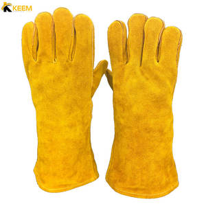 Guantes DE SEGURIDAD DE CUERO dividido de vaca de 14 pulgadas de alta calidad 2022 guantes de soldadura resistentes al calor y al fuego - Product Image 3