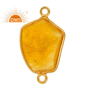 Conector de Aventurina amarilla, joyería de plata chapada en oro, venta al por mayor, Conector de joyería de plata 925 para mujer, regalo para ella - Product Image 2