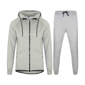 Wholesale Men's Gym Wear Zip <b>Up</b> Hoodies With Track Pants Custom Tracksuit Set - Product Image 2
