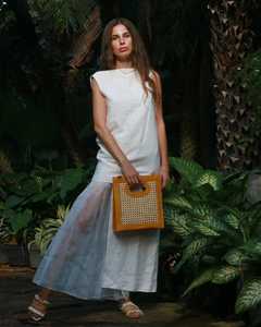 Tote Bag en cuir pour femmes, sac à bandoulière en rotin, sac fait main, collection 2020 - Product Image 6