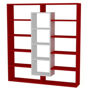 Достаточно современный книжный шкаф белый-красный-книжный шкаф