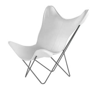 เก้าอี้หนังผีเสื้อสีขาวกรอบเหล็กสีดำพับเก็บได้สำหรับกลางแจ้งห้องนอนบ้านห้องนั่งเล่นบ้านสำนักงาน - Product Image 3
