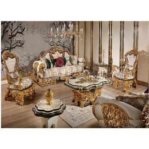 Meubles de salon sculptés lourds de style turc ensemble de canapés baroques de luxe 5 places meubles de salon élégants polonais doré - Product Image 1