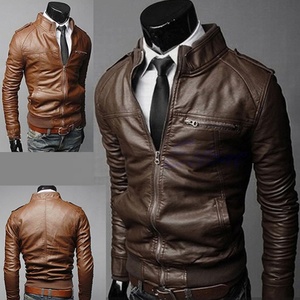 Mới Đến Người Đàn Ông Của Cổ Điển Mỏng Phù Hợp Với Biker Áo Khoác PU Giả Da Thêu Trang Trí Thoáng Khí Denim Vải Da Cừu Phong Cách - Product Image 2