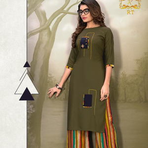 Kurtis Dames Coton Reyon Femmes Anarkali Dernier Design De Mode Prêt À Porter Bas Prix Avec Dupatta Jackate Robe Indienne En Gros Ethnique - Product Image 1