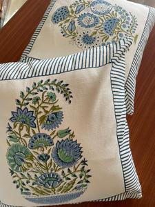 Funda de algodón con estampado de bloque de mano, cubierta de cojín cuadrada de lino, 40X40CM - Product Image 3