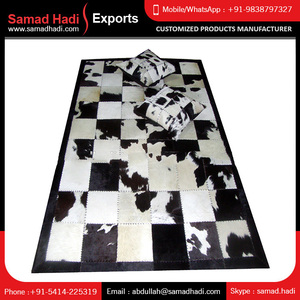 Hot Selling Hair Cowhide Rug Prayer Mats <b>Car</b> Mats Home Embroidered Natural Fur Feel Modern Design Indian Manufacturer Wholesale - Product Image 6