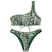 Ensemble de maillots de bain bikini asymétrique personnalisable pour filles, grande taille, coupe-vent, sexy, à rayures, en polyester et élasthanne, idéal pour l'été à la plage