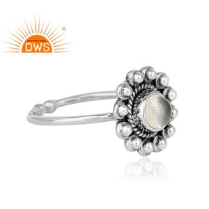 Antique Flower Design 925 Sterling Silver <b>Ring</b> <b>Crystal</b> Quartz Gemstone <b>Ring</b> Oxidized Jewelry Suppliers Classic Collection - Product Image 2