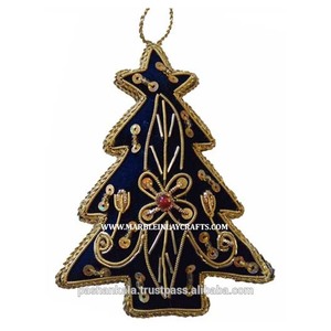 Beaded and Embroidery Christmas Hanging Tree Shape Ornaments - Product Image 1
