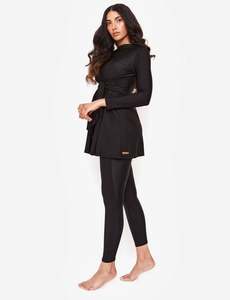 Ropa deportiva musulmana negra con estampado personalizado XXS de talla grande para mujer y niña, ropa de playa para cubrir el surf - Product Image 6