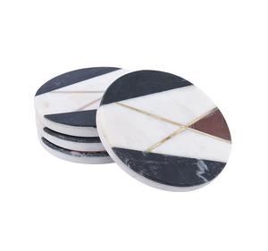 Ensemble de 4 sous-verres carrés en verre marbré de couleur blanche avec support en fer au prix le plus bas - Product Image 5